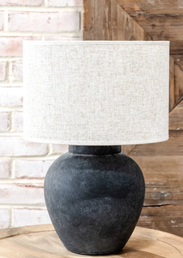 17" Charcoal Ceramic Lamp