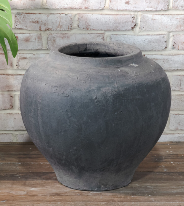 15.9" Extra Large Charcoal Round Vase