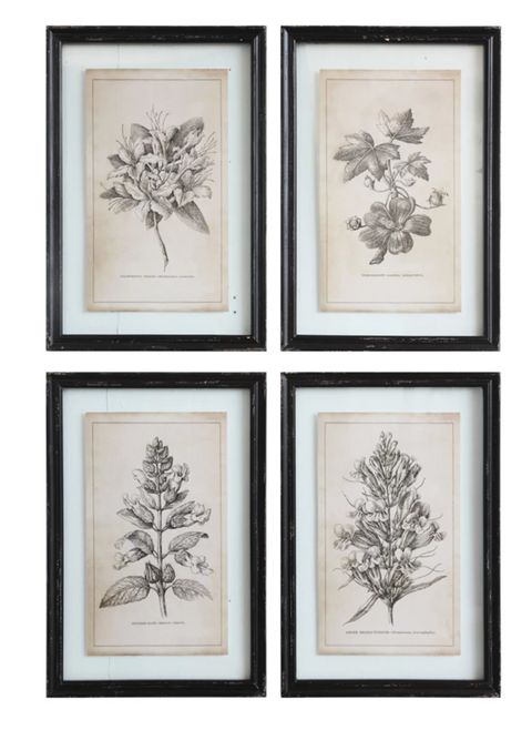 Framed Wall Decor with Floral Image, 4 Styles