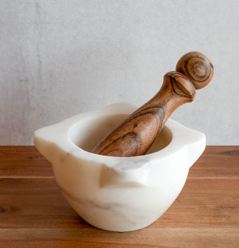 6" Marble Mortar w/ Wood Pestle