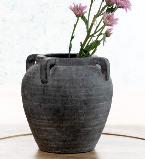 8.5" Charcoal 4 Handle Vase