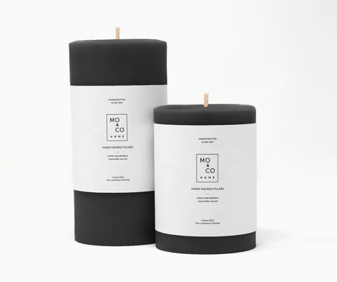 Pillar Candle, Charcoal, 2 Sizes