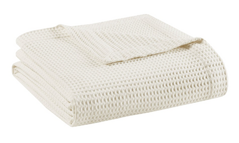 Waffle Weave Blanket, Ivory, 2 Sizes