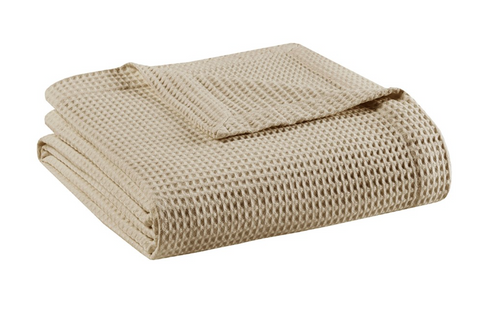 Waffle Weave Blanket, Khaki, 2 Sizes