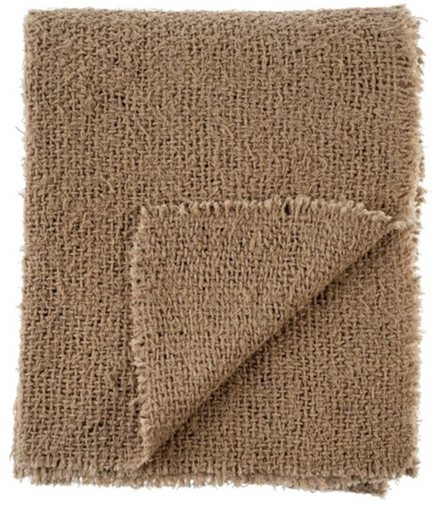 Sable Fringe Throw Blanket, Beige