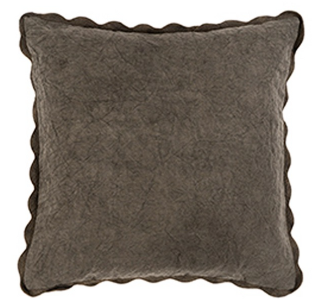 Scalloped Edge Pillow, Charcoal, 20x20