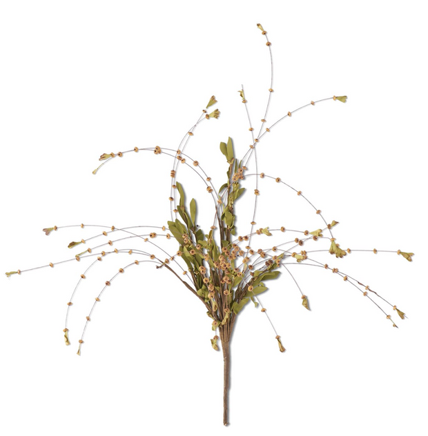 25" Brown Bead Bud Spray w/ Foliage