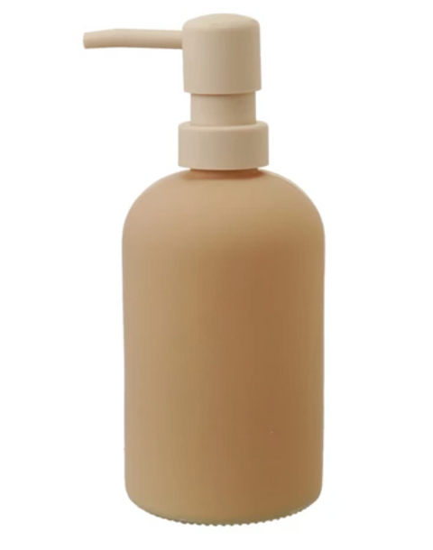Glass Soap Dispenser with Pump, Latex Glaze, Tan