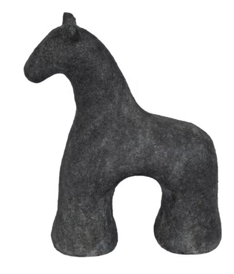 Textured Resin Horse, Black, 6"