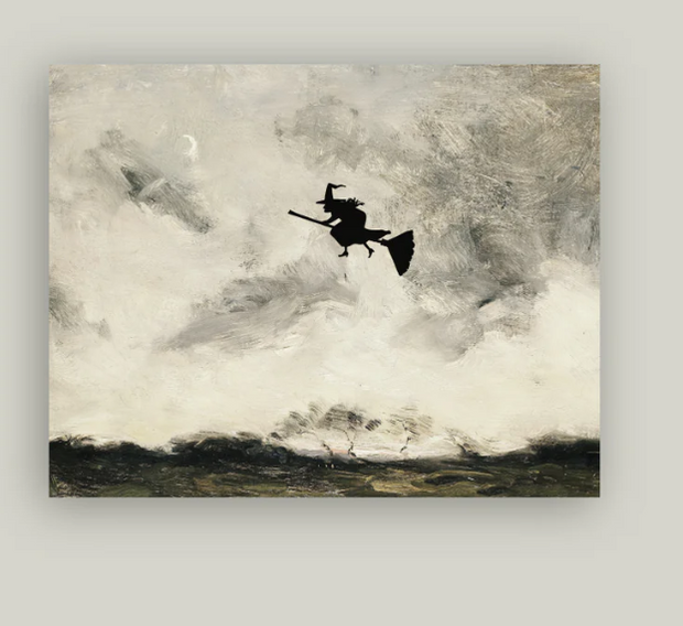 Witch Flying Through the Night Artist Board w/ Wood Easel, 14x11