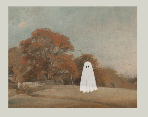 Autumn Field Ghost Artist Board w/ Wooden Easel, 14x11