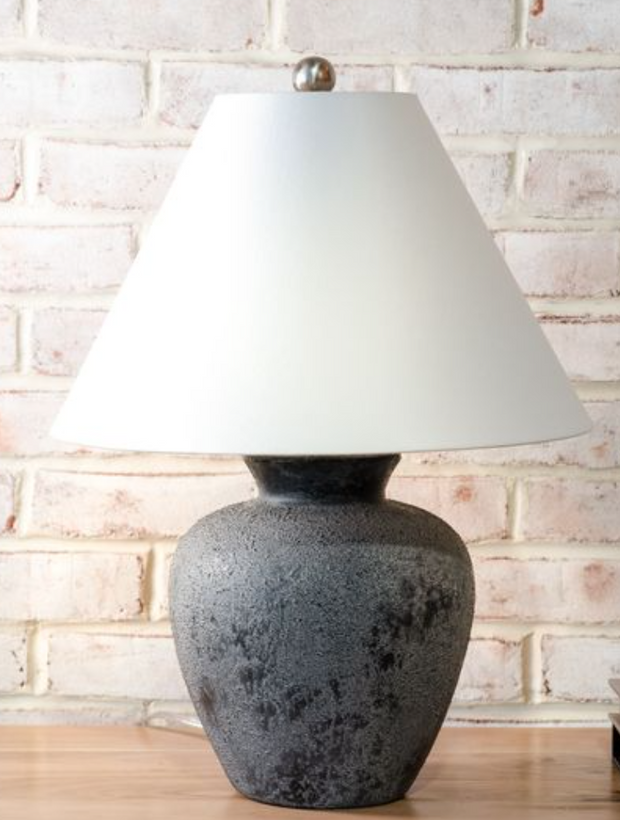 Ceramic Table Lamp, Charcoal, 23"