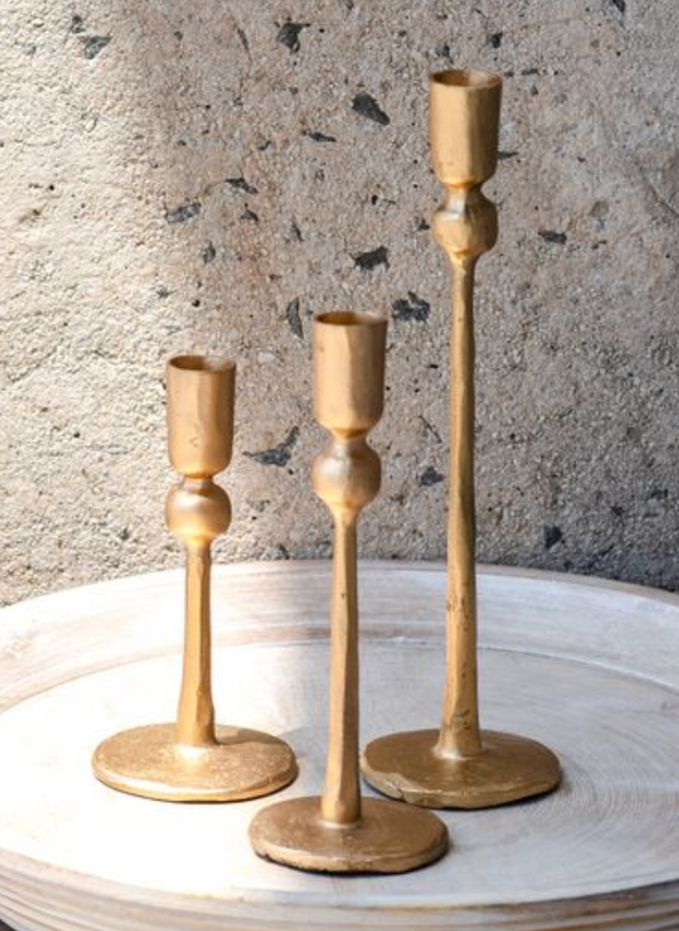 Gold Iron Ball Candle Holders, Medium