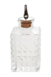 Pressed Glass Bitters Bottle w/Spout, Square