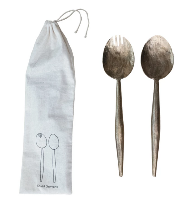 Hand-Forged Metal Salad Servers, Set of 2