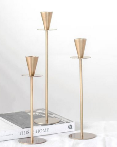 Brass Taper Candle Holder, Set of 3