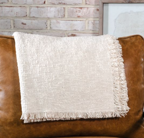 Natural Boucle Throw Blanket