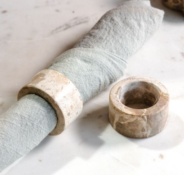 Beige Marble Napkin Ring, Set of 4