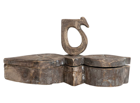 Vintage Decorative Wood Masala Box w/ Handle