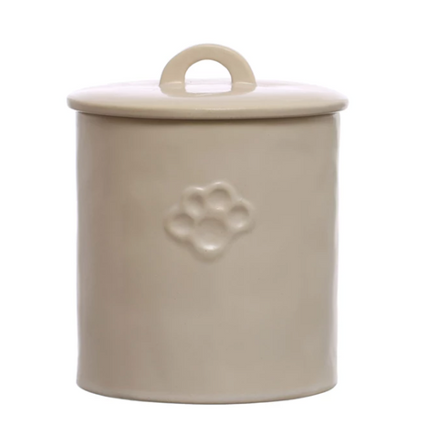 Stoneware Treat Canister w/ Paw Print