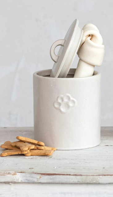 Stoneware Treat Canister w/ Paw Print