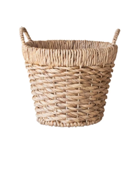 Hand-Woven Water Hyacinth Baskets w/ Handles, Natural, Small