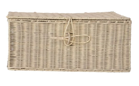 Hand-Woven Rattan Boxes with Closures, Bleached, 2 Sizes