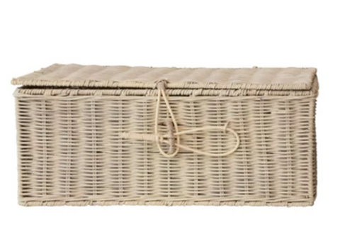 Hand-Woven Rattan Boxes with Closures, Bleached, 2 Sizes