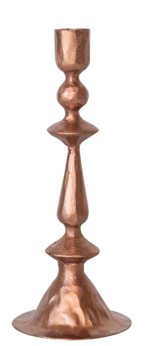 Hand-Forged Cast Iron Taper Holder, Copper Finish, 4 Styles