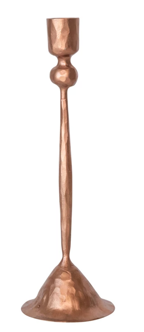 Hand-Forged Cast Iron Taper Holder, Copper Finish, 4 Styles