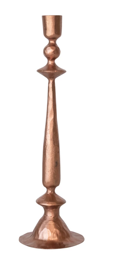 Hand-Forged Cast Iron Taper Holder, Copper Finish, 4 Styles