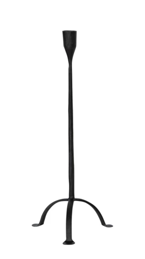 Hand-Forged Cast Iron Footed Taper Holder, Black, 3 Sizes
