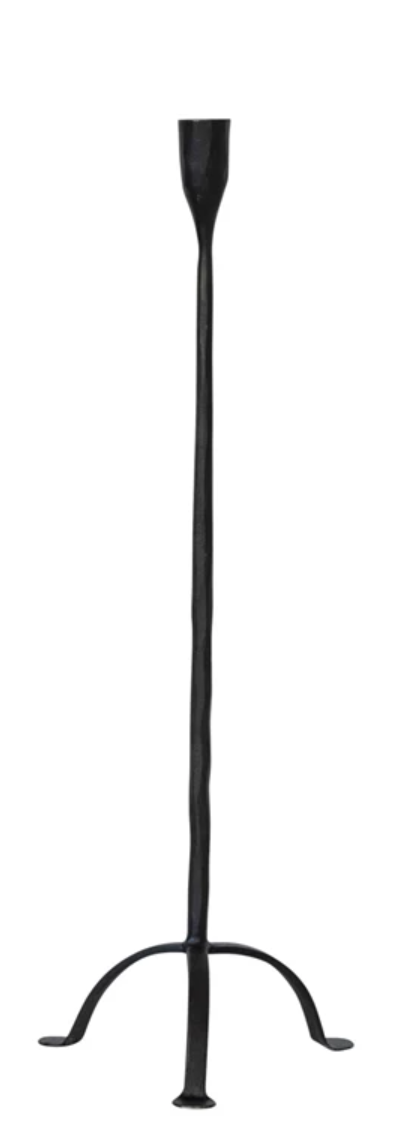 Hand-Forged Cast Iron Footed Taper Holder, Black, 3 Sizes