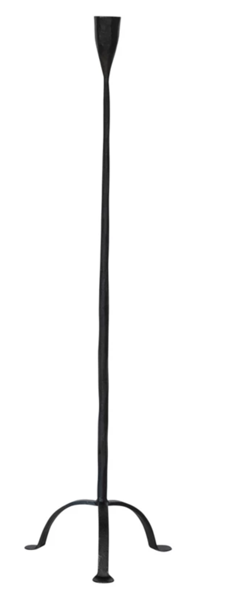 Hand-Forged Cast Iron Footed Taper Holder, Black, 3 Sizes