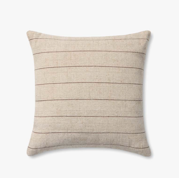 Keisha Natural Brown Striped Pillow, 18x18
