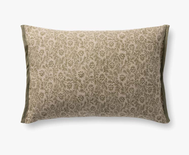 Floral Green Lumbar Pillow, 13x21