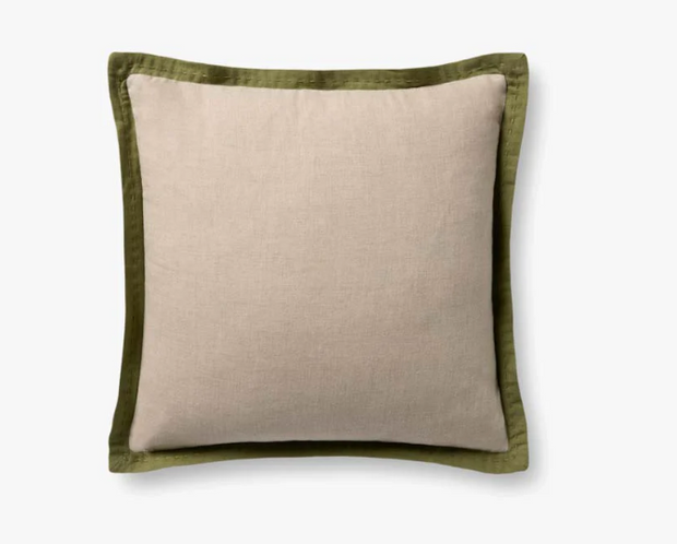 Woven Natural Green Pillow, 18x18