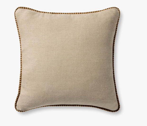 Woven Mustard Stripe Lined Pillow, 22x22