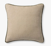 Woven Natural Green Stripe Lined Pillow, 22x22