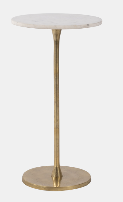 Round Drink Table, Gold/white