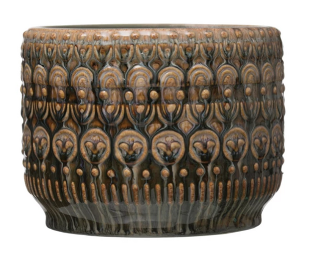 Embossed Stoneware Planter