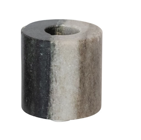 Marble Taper Candle Holder, Black Melange, Set of 2