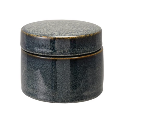Stoneware Jar w/ Lid, Blue