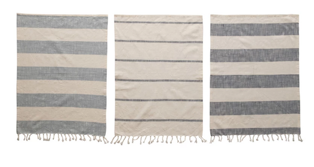 Striped Tea Towels w/ Tassels, Set of 3