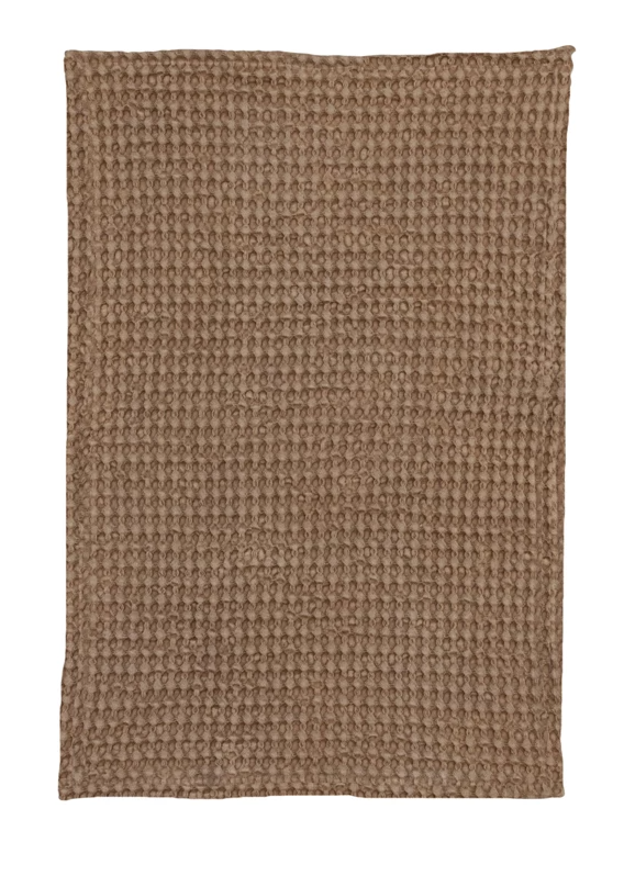 Stonewashed Cotton Waffle Weave Tea Towel, Camel