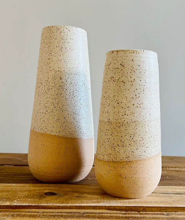 Handmade Round Bottom Vase, Speckled Sand, 2 Sizes