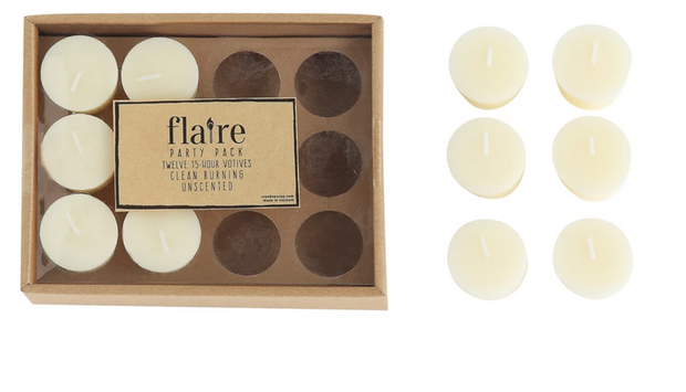 Unscented Votive Candles In Box, Set of 12