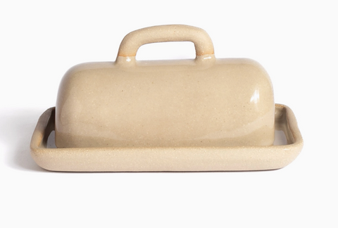 Handmade Ceramic Butter Dish, Sandbar Glossy
