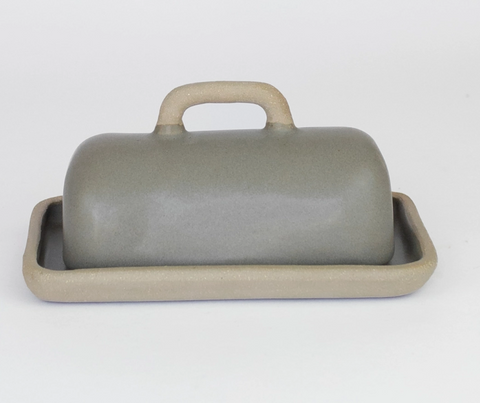 Handmade Ceramic Butter Dish, Stone Matte
