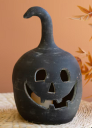 Black Clay Jack-O-Lantern, Large